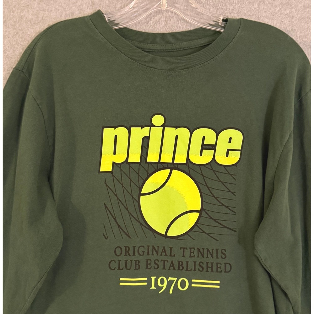 Prince Tennis Club Long Sleeve T-Shirt Mens Medium Green Established 1970